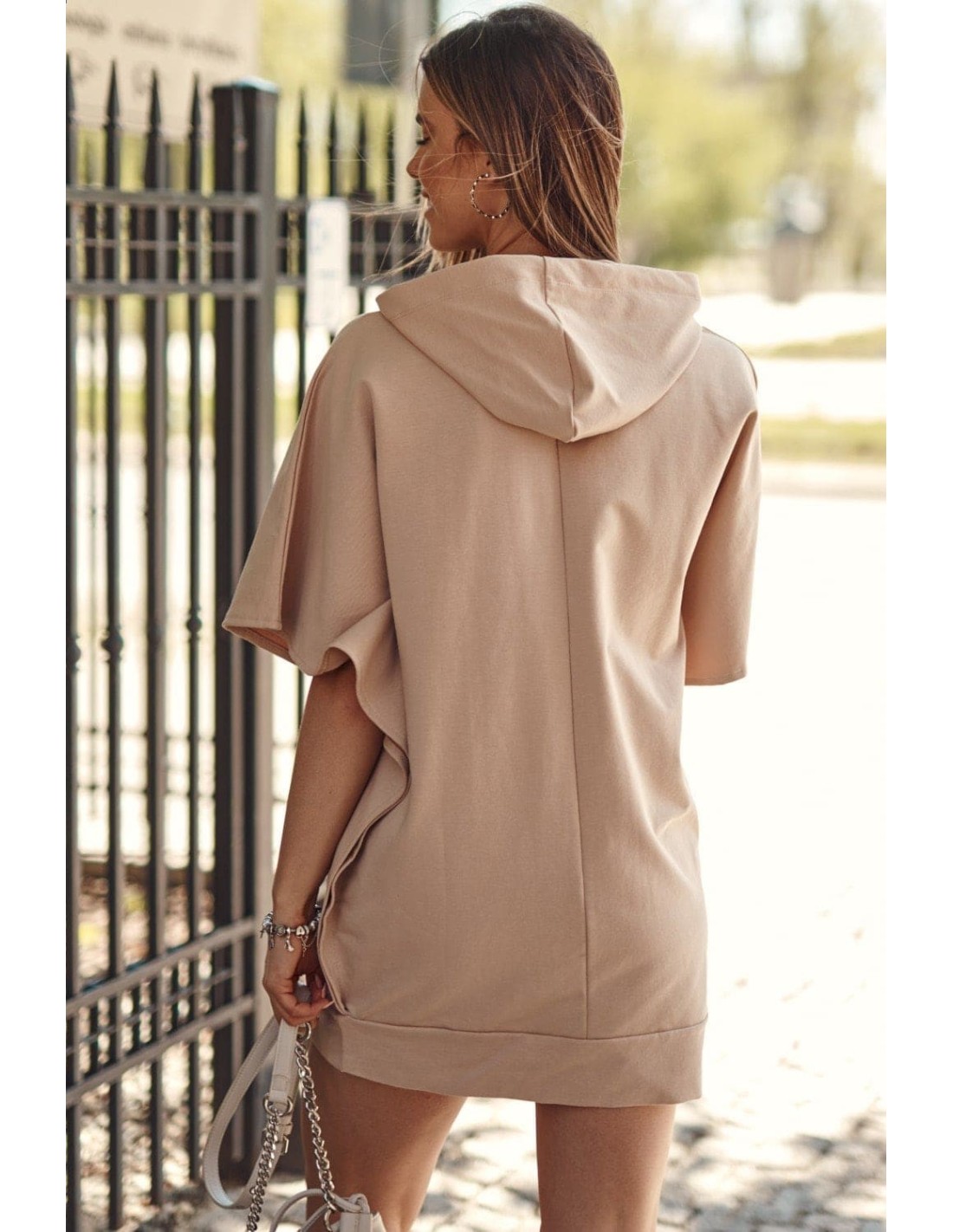 Bat tunic with hood, beige FI615 - Online store - Boutique